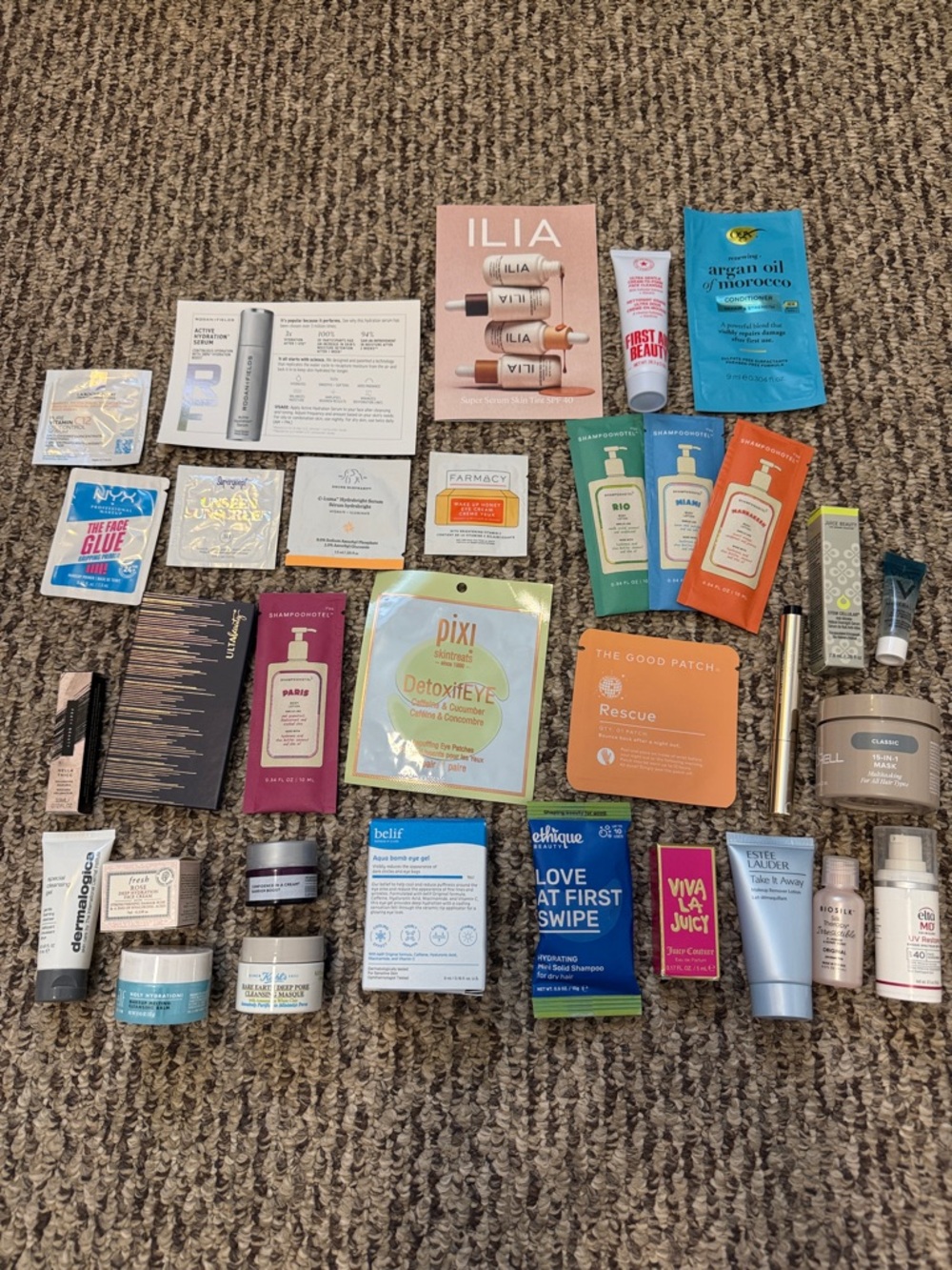 Collection of beauty samples from Ulta